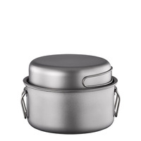 Ensemble de vaisselle de camping Poêle à frire en titane pur pour la randonnée Ensemble d'ustensiles de cuisine Pot pliant portable