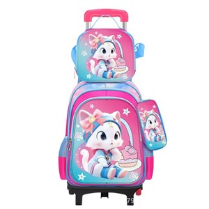 Set di 3 Pezzi Zaino Trolley Scolastico 3D per Bambini 16 Pollici con 2 Ruote, Zaino Studenti con Carrello - Product Image 5