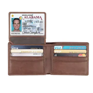 Dompet Kulit RFID Lipat Tiga, dengan 10 Slot Kartu Saku Koin & Jendela ID
