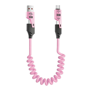 Câble de charge rapide rétractable <span class=keywords><strong>4</strong></span>-en-1 avec connecteurs multiples USB-A, Type-C et 8 broches, 1,5 m, pour tablette, téléphone et appareil photo - Product Image 3