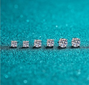 925 Sterling <b>Silver</b> 14K Gold Plated 0.6ct <b>Stud</b> Earrings Gemstone Moissanite Women's Engagement Wedding Anniversary Party Wear - Product Image 3