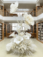 Décoration de mariage en fleurs de papier faites à la main, arrangement floral géant blanc de luxe pour la décoration de la salle de mariage, décoration de table de banquet