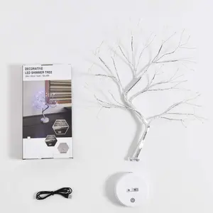 Bonsai Lampu Pohon 108 LED, Baterai Cabang Perak Berkilau Putih dan Dioperasikan USB - Product Image 6