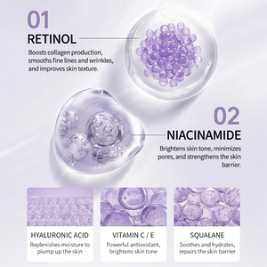 Sérum Visage Marque Blanche Rétinol Acide Hyaluronique Niacinamide Vitamine C Raffermissant Anti-rides Adapté à Tous Types de Peau - Product Image 4