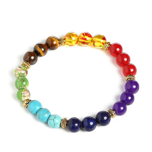 Vente en gros arc-en-ciel extensible pierre de guérison énergie Yoga <span class=keywords><strong>Bracelet</strong></span> naturel <span class=keywords><strong>7</strong></span> Chakra <span class=keywords><strong>Bracelet</strong></span> perlé pour hommes femmes (KB8555) - Product Image 5