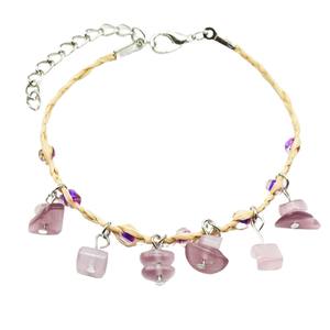 뜨거운 판매 새로운 라피트 밀짚 cateye 구슬 마노 자갈 소원 잔디 팔찌 기념일 커플을위한 짠 매력 팔찌 - Product Image 5