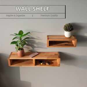 Ripiano in legno a un solo livello montato a parete con tecnica intagliata scatola galleggiante di stoccaggio e cavo Organizer per soggiorno o armadio - Product Image 5