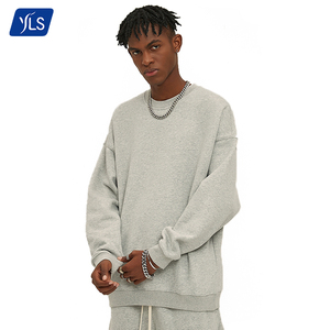 YLS OEM all'ingrosso di alta qualità 350gsm <span class=keywords><strong>felpa</strong></span> <span class=keywords><strong>senza</strong></span> <span class=keywords><strong>cappuccio</strong></span> Logo personalizzato pullover felpe girocollo per uomo nessun minimo - Product Image 5