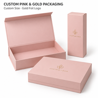 Emballage personnalisé en gros rose et or, emballage en papier imprimé sur mesure, emballage et impression pour les petites entreprises