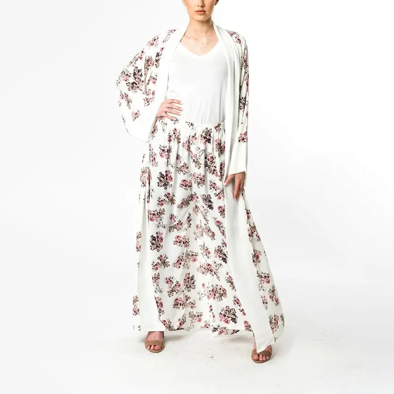 two-piece Muslim dress beautifully printed Islamic Clothing Fashion Kimono Arabic Style Dubai Muslim abaya std0775