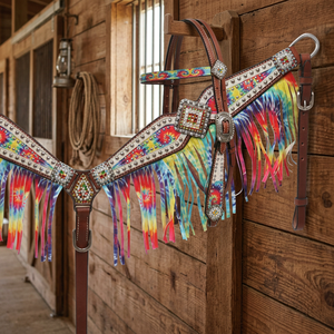 Rainbow Beaded Durable Genuine Leather Western Saddle Customizable Color & Size Lightweight <b>Top</b> Trending Seasonal Horse Tack - Product Image 3