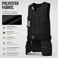 Chaleco de Trabajo Ajustable de Algodón Resistente con Múltiples Bolsillos, Almacenamiento de Herramientas, Uniforme de Construcción, Logotipo Personalizado OEM ODM, Profesional