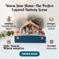 Veilleuse LED 3D en papier découpé Scène de la Nativité, Lampe de bureau décorative, Cadeau de Noël