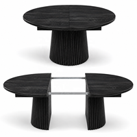Table à manger extensible en bois de manguier 4 places avec base sur piétement, design rustique moderne, aucun assemblage requis, garantie 3 ans