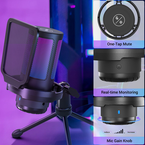 Microphone professionnel à condensateur 192kHz/24bit pour gaming avec éclairage RGB - Product Image 4