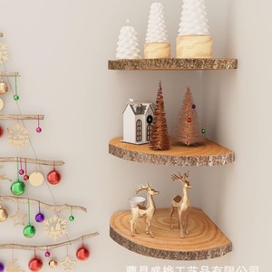 Wooden Wall Mounted <b>Shelves</b> Round Corner Storage <b>Rack</b> Durable For Kitchen Bathroom Organization - Product Image 4