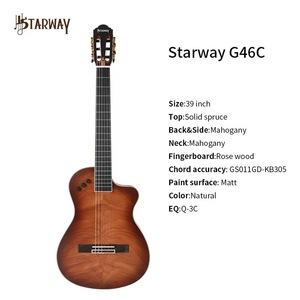 Đàn <span class=keywords><strong>Guitar</strong></span> Điện Acoustic Cổ Điển 39 inch, thân mỏng kiểu Cutaway, chức năng giảm âm, dây <span class=keywords><strong>Nylon</strong></span> và gỗ nguyên tấm - Product Image 5