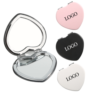 مرآة مكياج صغيرة محمولة أنيقة قابلة للطي من الجلد ذات وجهين للفتيات - Product Image 2