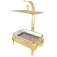 Offre Spéciale chauffe-plat de luxe rectanger chauffe-plat buffet en acier inoxydable chauffe-plats de service commercial pour hôtels avec suspension