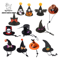 OEM ODM Großpackung Sortierte Halloween-Haustierhüte: Hexenhüte, Kürbis-, Geister- und Totenkopf-Dekorationen aus Filz für Katzen und kleine Welpen