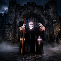 Arche gonflable de 2 m pour Halloween, motif Fantôme Grim Reaper, avec éclairage LED, pour la décoration d'ambiance d'horreur de jardin et de portail