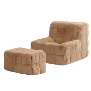 Light luxury style leather footstool modern design cube ottoman bean bag sofa set square stool bedside stool