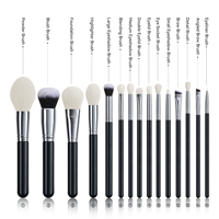 Lilywild – Lot de 15 pinceaux de maquillage professionnels de luxe, poils synthétiques écologiques, manche en bois, multifonctionnels, personnalisables