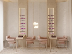 Servicio de Diseño de Interiores de Salón de Belleza en Tono Rosa Nude de Lujo, Mostrador de Recepción Personalizado y Equipamiento de Tienda de Spa y Cuidado de la Piel - Product Image 5