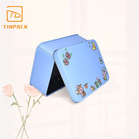Boîte en métal rectangulaire verrouillable avec serrure, motif dessin animé mignon, pour le rangement et les cadeaux des enfants