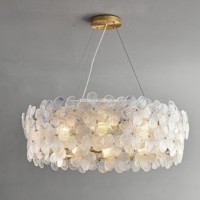 Magnifique Lustre LED en Verre Floral, Suspension Linéaire Ronde Moderne de Luxe pour Salle à Manger, Chambre, Salon, Hall d'Entrée