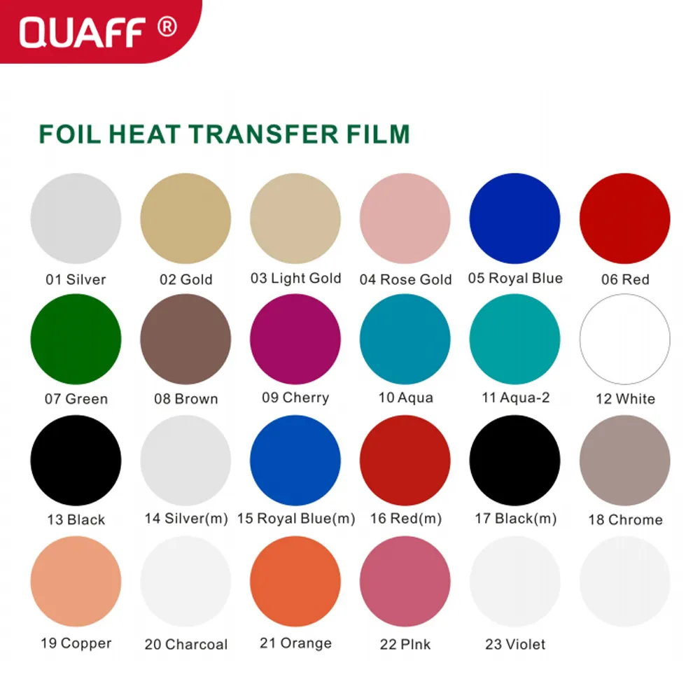QUAFF atacado filme de transferência de calor metálico macio 0.5*25m feito em coreano de boa qualidade para camisetas com impressão de logotipo personalizado