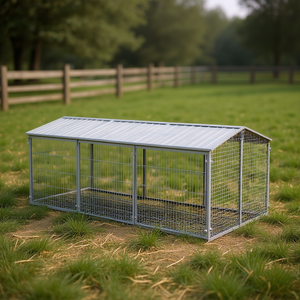 Cage à poulets en acier galvanisé gris clair 237,4x38,6x35,4 pouces avec toit, mobilier extérieur pour animaux de compagnie - Product Image 2