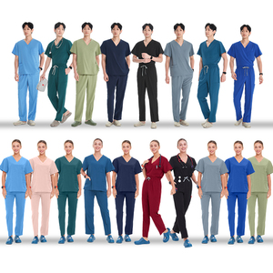 Uniforme Quirúrgico Negro, Conjunto de Uniforme Médico Elástico en Cuatro Direcciones, Manga Corta, Uniformes para Veterinarios, Clínica Veterinaria, Blusa Médica - Product Image 1