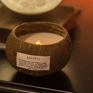 Cuencos de cáscara de coco de lujo <span class=keywords><strong>Vela</strong></span> perfumada con mecha de madera, caja de regalo de coco de San Valentín - Product Image 5