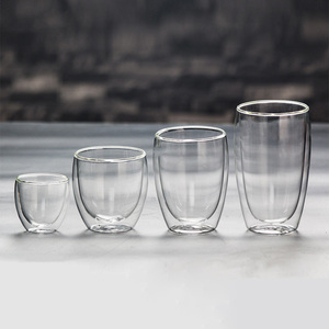 Tasse en verre borosilicate à double paroi résistante à la chaleur HANTANG 80-450ml réutilisable transparente pour café, lait, bière – Vente en gros - Product Image 3