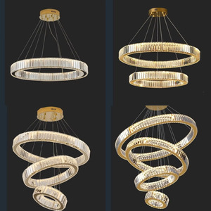 Luxe gouden kristallen kroonluchter hanglamp LED plafondlamp ijzer glazen ballen middelgrote lamp luxe huis hotel gebruik - Product Image 3
