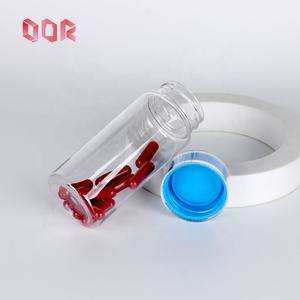 Bouteille transparente en PET directe d'usine avec bouchon en acrylique bleu PP personnalisable bouteille transparente pour cadeau bonbons pilule médecine - Product Image 6