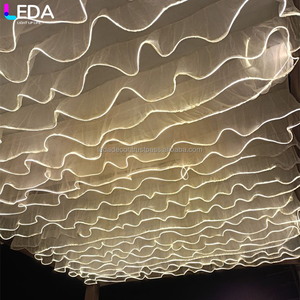 LEDA Party Wedding Props Décoration de salle Rideau suspendu Tissu Lumière Fleur Plafond Décoration LED Rideau - Product Image 2
