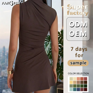 Vestido sin mangas con hebilla metálica para mujer 2026 - Elegante vestido de verano de alta gama, minivestido sofisticado con cintura fruncida para venta al por mayor - Product Image 2