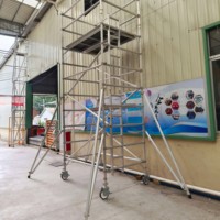 Plateforme de travail pliable à verrouillage rapide, construction légère, avec stabilisateurs, tour d'échafaudage en aluminium