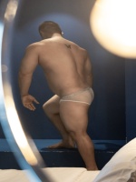 MENTOO Sous-vêtements G-string pour homme ultra-fins, transparents, effet seconde peau, blancs, taille basse, tricotés, haute élasticité, respirants, ODM