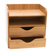 Organisateur de bureau en bambou avec boîte, support de rangement rectangulaire pour dossiers, pour la maison - Bois naturel personnalisable