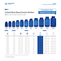 Flacon en verre à large ouverture pour complément alimentaire en capsules bleues, médicament oral solide, avec bouchon en plastique résistant aux enfants, 150 ml