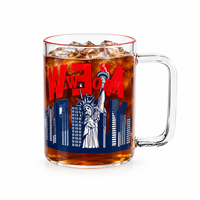 Mug en verre borosilicate 16oz/500ml avec poignée, motif personnalisé, logo, double paroi, sans BPA, emballage cadeau en gros pour café et thé