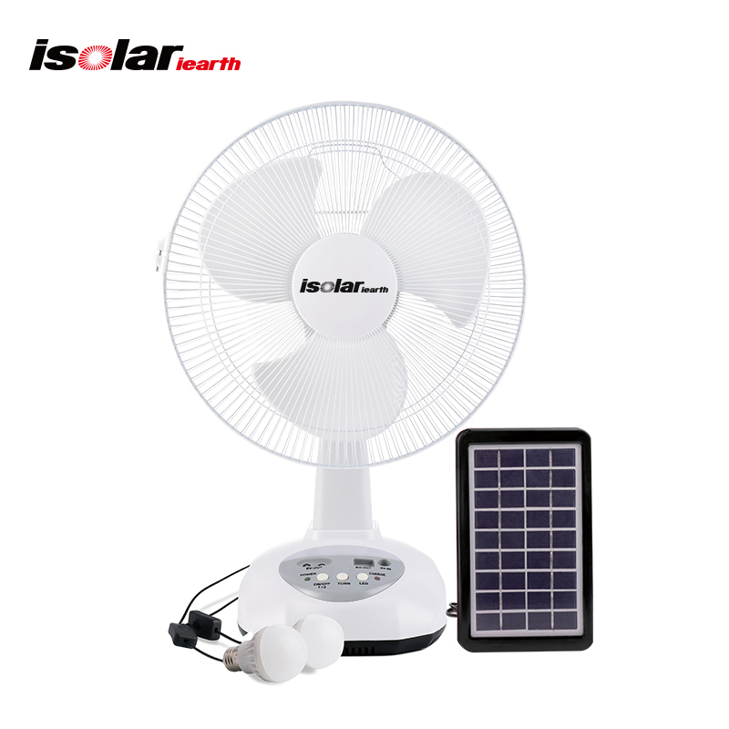 Ventilador Recargable 12 дюймов AC DC Электрический портативный светильник на солнечной перезаряжаемые Настольный вентилятор с сенсорной панелью солнечной энергии и света
