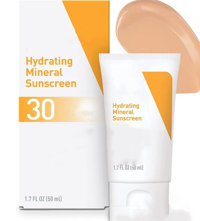 Crema solare minerale 100% SPF 50 | Crema solare viso con ossido di zinco e biossido di titanio per la pelle sensibile Ve