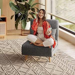 3 in1 डार्क ग्रे सेशनल सोफे परिवर्तनीय कुर्सी बिस्तर भविष्य अपार्टमेंट/बेडरूम/कार्यालय स्टाइलिश उच्चारण के लिए समायोज्य बैकरेस्ट - Product Image 5