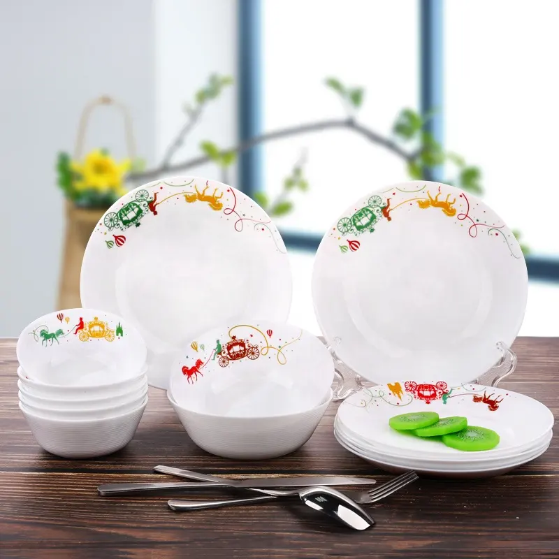 white 58PCS opal glass sets Christmas flat plate stocks dish tableware glass dinnerware set white opal glassware dinner set