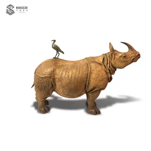 중국 공장 공급 최고 품질의 청동 조각 코뿔소 새 동상