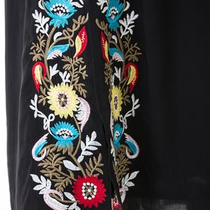 Vestidos Largos Casuales para Mujer, Bordados Florales, de Algodón, OEM, Negros, Tallas Grandes, Cintura Natural, a la Moda - Product Image 5